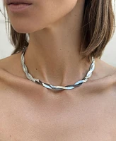 Adornia Tarnish Resistant Silver Plated Twisted Herringbone Chain Necklace