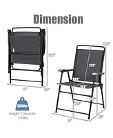 Gymax Set of 4 Folding Patio Chair Portable Sling Chair Yard Garden Outdoor