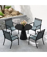Gymax Patio Dining Chairs Set of 4 All Weather Outdoor Chairs w/ High Back & Armrests