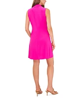 Msk Petite Collarless Sleeveless Spread-Collar Shift Dress