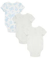 Little Me Baby Girls Roses Short-Sleeve Cotton Bodysuits, Pack of 3