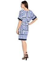 R & M Richards Plus Printed Blouson A-Line Dress