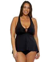 Becca Etc Plus Size Marble Canyon Ring Tankini Top High Waist Bikini Bottoms