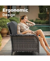 Xizzi 4 Pieces Patio Fruniture Set,Outdoor Wicker Sofa with Outdoor Chairs,Coffee Table,High Back Loveseat Thickened Cushion
