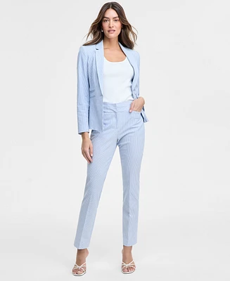 Tahari Asl Women's Seersucker Flared Ankle Pants