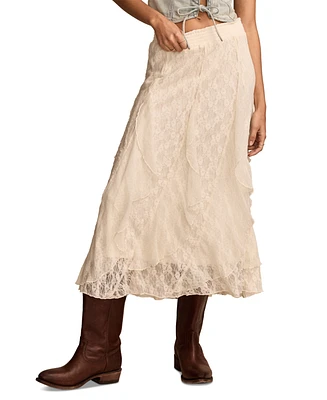 Lucky Brand Women's Pull-On Lace Midi Skirt
