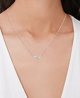 Emerald (1/4 ct. t.w.) & Lab-Grown White Sapphire (1/2 ct. t.w.) Mom Script 18" Pendant Necklace in Sterling Silver