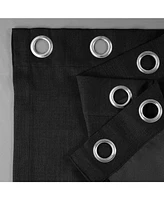 Half Price Drapes Essential Black Grommet Textured Faux Linen Room Darkening Curtain