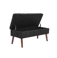 Tufted Storage Ottoman Bench for Bedroom or Entryway, Linen with Solid Wood Legs-The Pop Home