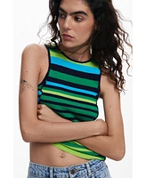 Desigual Women's Striped knit T-shirt with seams