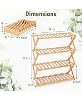 4-Tier Foldable Shoe Rack with Slatted Shelves Space-Saving and Stylish Storage for Shoes