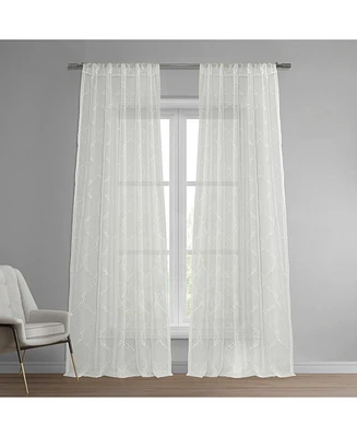 Half Price Drapes Florentina White Embroidered Geometric Sheer Curtain