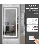 Luvodi 41.3 x 19.7 In Rectangular Led Backlit Illuminated Bathroom Mirror Wall Mounted Makeup Mirror