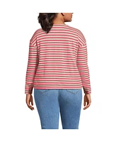 Lands' End Women's Plus Long Sleeve Mariner Jersey Crewneck Tee