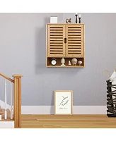 Unho Bathroom Wall Cabinet: Bamboo Wood Kitchen Wall Mounted Medicine Cabinet with 3 Shelves