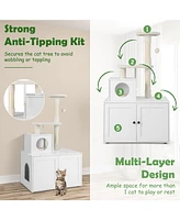 Cat Tree with Litter Box Enclosure & Cozy Condo Multi-Level Furniture for Climbing & Privacy