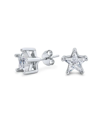Bling Jewelry Small Celestial Usa Cz Star Stud Earrings Sterling Silver, 7-6 Mm