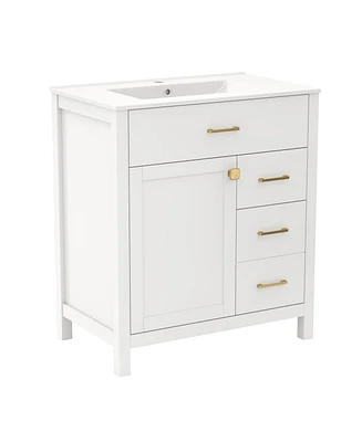 Single Bathroom Vanity with 2 Drawers and 1 Door Compact and Functional Storage Solution for Bathroom