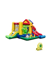 Inflatable Bounce Castle with Double Slides and 735W Blower