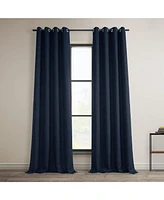 Half Price Drapes Nightfall Navy Grommet Textured Faux Linen Room Darkening Curtain