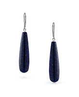 Bling Jewelry Long Linear Quartz Turquoise Onyx Lapis Lazuli Dangle Earrings Sterling Silver