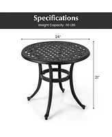 Gymax Cast Aluminum Patio Table 24''Outdoor Round Side Table Anti-Rust Coffee Bistro Table