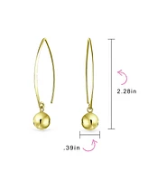 Bling Jewelry Minimalist Geometric Dangle Earrings 14K Gold Plated Sterling Silver 8MM Bead