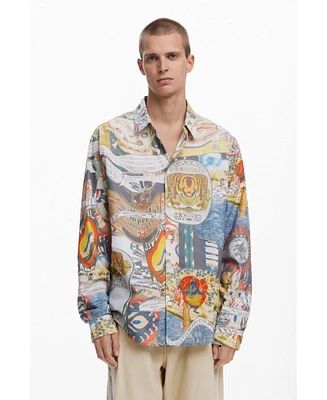 Desigual Men's Ethnic collage print shirt