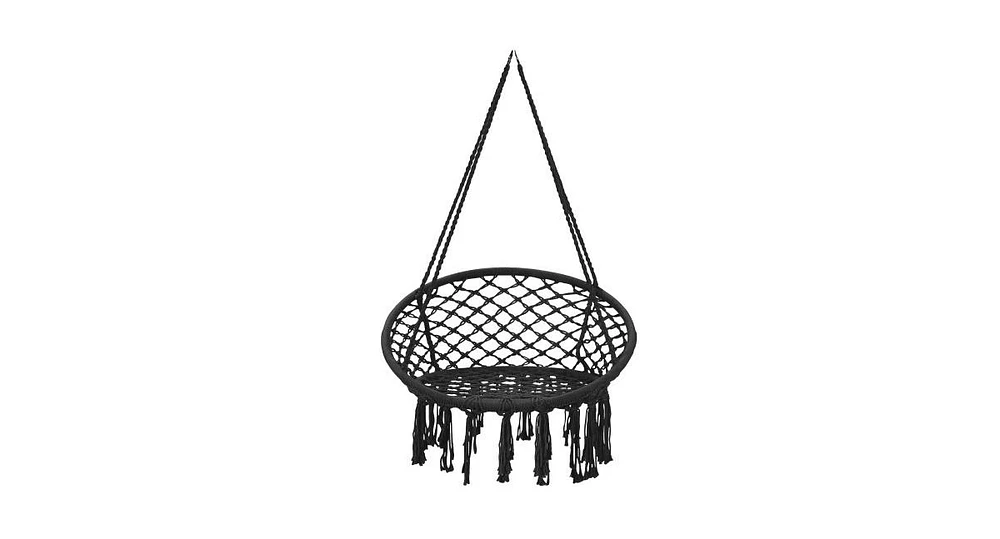 Hanging Macrame Hammock Chair with Handwoven Cotton Backrest