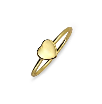 Bling Jewelry Tiny Minimalist Silver Ring with Heart Shape Initial Monogram Gold Plated Sterling