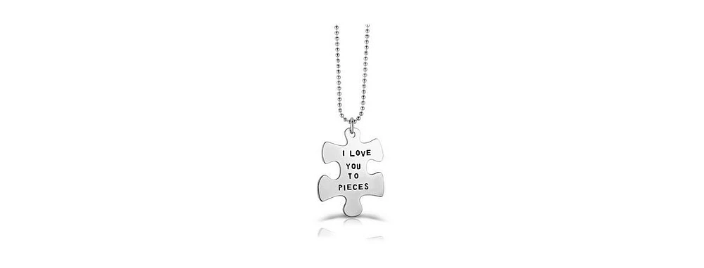 White Gold Plated Puzzle Piece Pendant Necklace