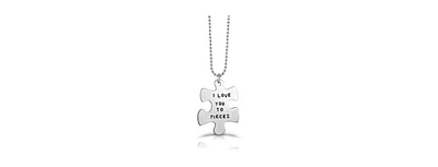 White Gold Plated Puzzle Piece Pendant Necklace