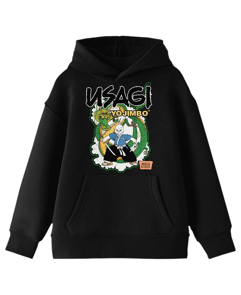 Usagi Yojimbo Boys Bioworld Samurai Rabbit and Dragon Youth Black Hoodie-xl