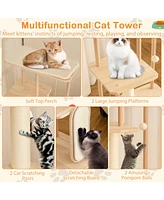 Multi-Level Modern Cat Tower with Scratching Board & Post Stylish & Functional Cat Playground