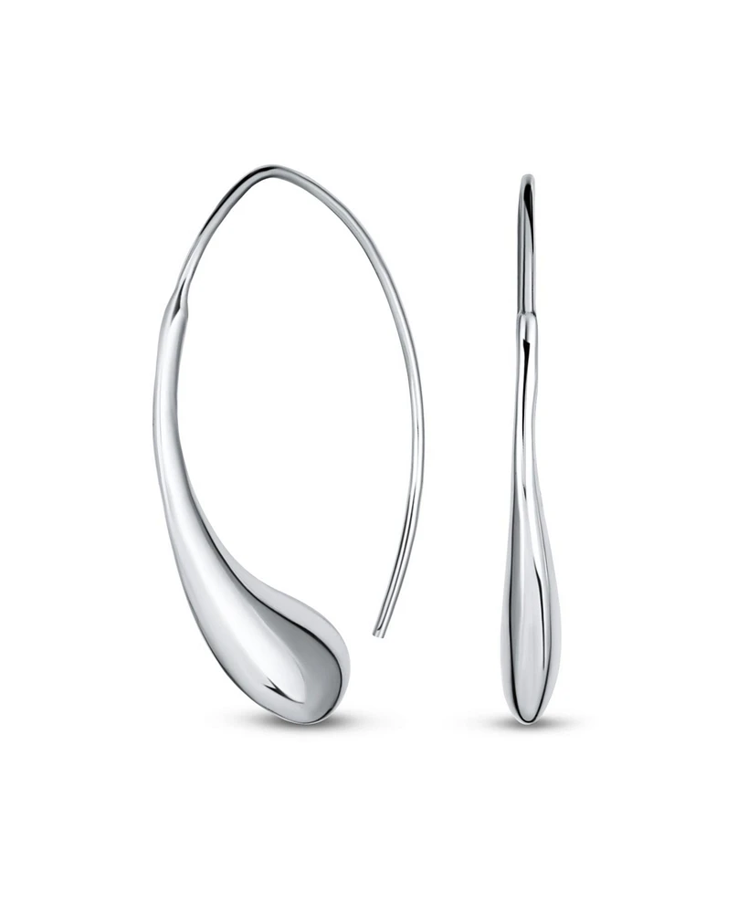Bling Jewelry Minimalist Dangle Earrings Teardrop Threader in Sterling Silver