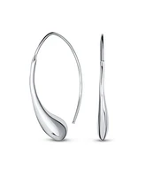 Bling Jewelry Minimalist Dangle Earrings Teardrop Threader in Sterling Silver