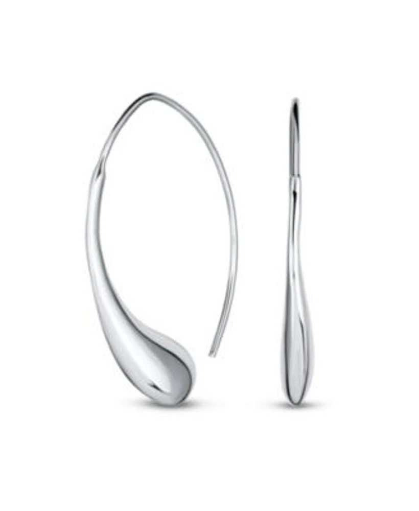 Bling Jewelry Minimalist Dangle Earrings Teardrop Threader In Sterling Silver