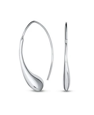 Bling Jewelry Minimalist Dangle Earrings Teardrop Threader In Sterling Silver