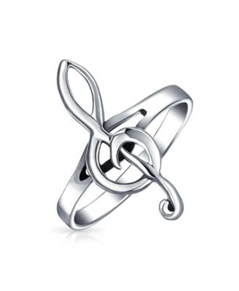Bling Jewelry Silver Ring with Treble Clef Note Design Sterling Thin Band Music Lovers