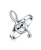 Bling Jewelry Silver Ring with Treble Clef Note Design Sterling Thin Band Music Lovers
