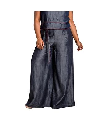 Women's Plus Curvy-Fit Tencel Denim Palazzo Pant