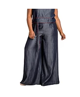 Women's Plus Curvy-Fit Tencel Denim Palazzo Pant