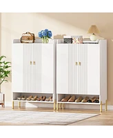 Tribesigns Shoe Cabinet Storage Entryway: Slim 6-Tier Shoe Organizer Cabinet with Adjustable Shelves, Freestanding Wood Shoe Rack with Doors for Entry