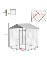 PawHut 6.6' x 6.6' x 4.9' Dog Kennel Outdoor with Waterproof Roof,