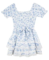 Rare Editions Big Girls Toile Dress with Lace Trims