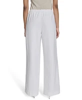 Halston Women's Elastic-Back Mid-Rise Wide-Leg Pants