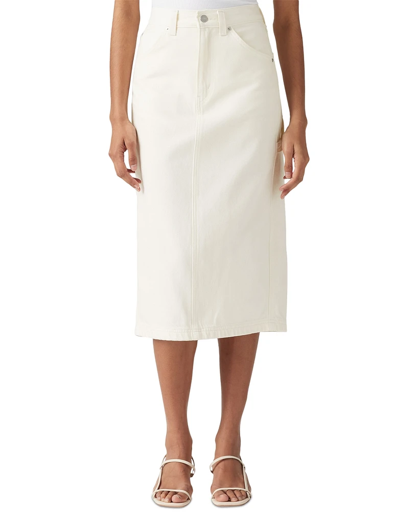 Levi's Women's Cotton High-Rise Back-Slit Denim Skirt