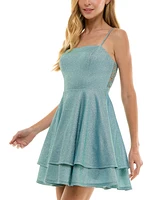 City Studios Juniors' Straight-Neck Sleeveless Fit & Flare Dress