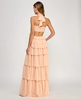 Seni & Cade Juniors' Chiffon Cutout Ruffle Gown
