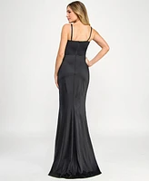 Seni & Cade Juniors' Beaded Side-Slit Gown